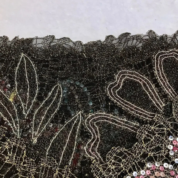 Layering Mesh Embroidered and Sequins Blouse Women M - Picture 9 of 10